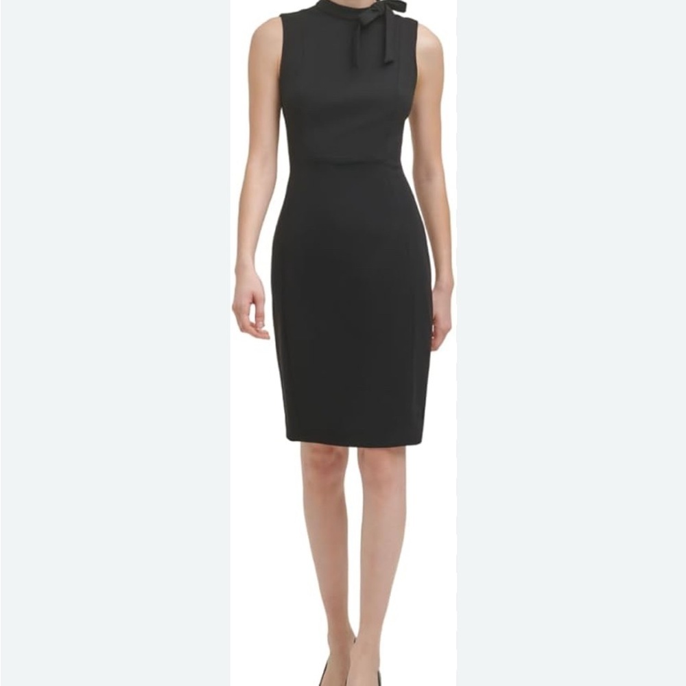Calvin Klein Black formal cocktail  Midi Dress with Bow Detail